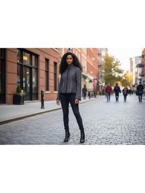 Tahari Black Women's Outerwear Jacket with Decorative Stitching